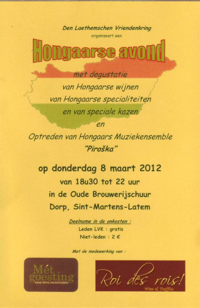 Sint-Martens-Latem: Hongaarse avond in Brouwerijschuur